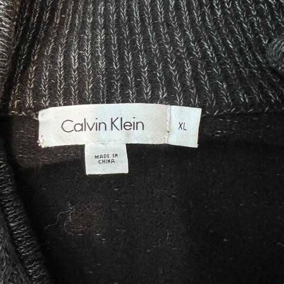 Calvin Klein Cardigan XL Womens Grey Lambs Wool Linen Blend Full Zip Sweater - Picture 9 of 11
